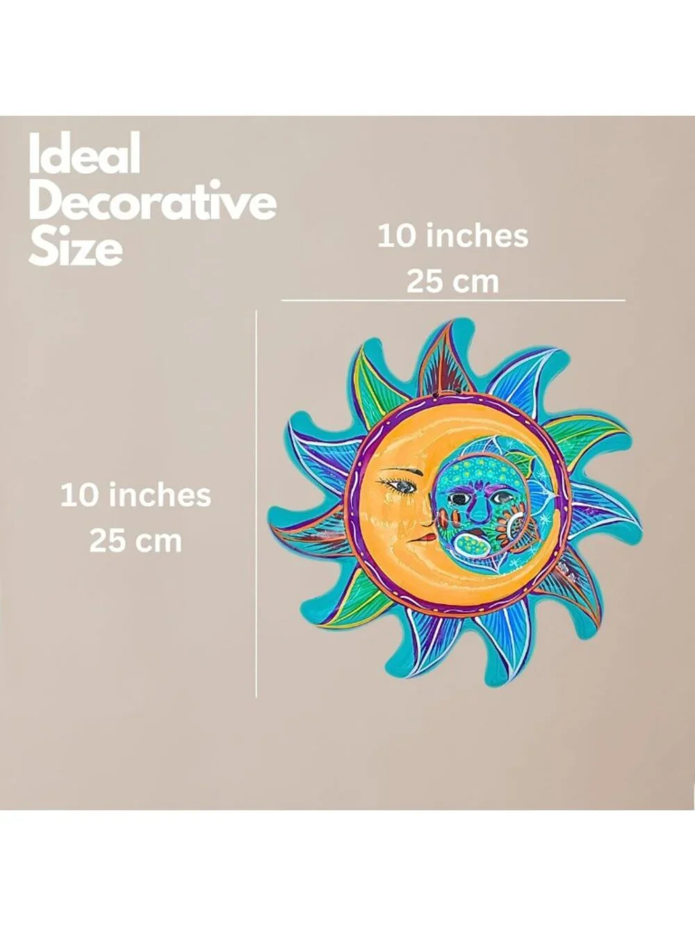 Hand-Painted Ceramic Sun & Moon Face Decor - Mexican Eclipse Wall Art - Unique